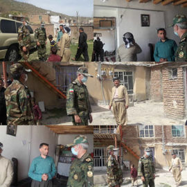 بازديد امیر سرتیپ دوم رحمت پور فرمانده قرارگاه عملیاتی لشکر ۲۸ کردستان  از مناطق زلزله زده